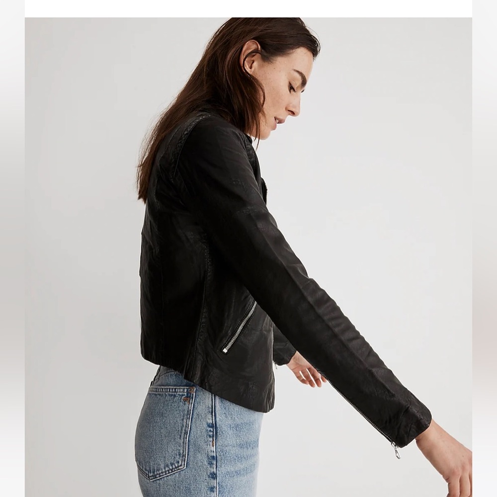 NWT! Madewell Washed Leather Motorcycle Jacket (XS) butter soft leather!!! - Picture 6 of 6